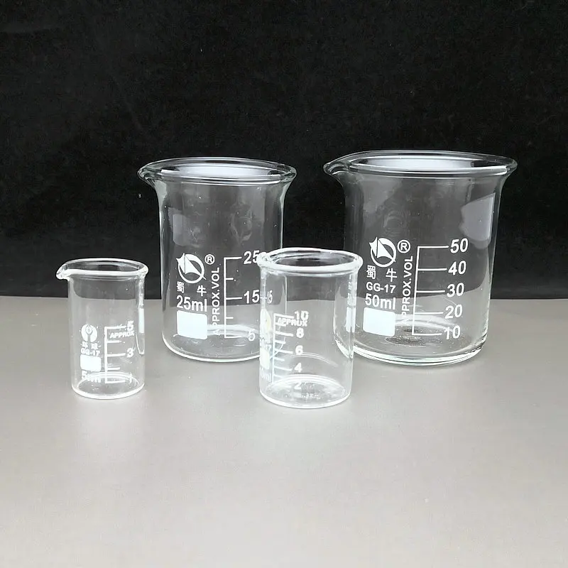 1Piece 5ml To 200ml  Lab Borosilicate Glass Beaker Heat-resist  Scaled Measuring Cup Laboratory Equipment