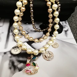 Multilayer Sweater Winter Simulated Pearl Chokers Necklace For Women Party Gift
