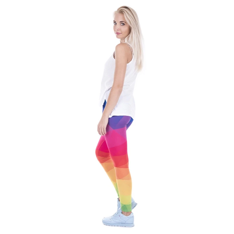 DeanFire Super Soft Stretchy Women\'s Leggings TRIANGLES RAINBOW Print Fitness Sexy Silm Legins Low-rise Trouser Women Pants