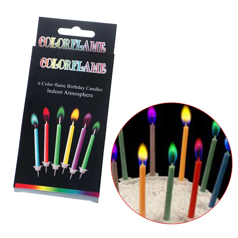 Birthday Party Supplies 6/12/18PCS/Lot Wedding Cake Candles Safe Flames Dessert Decoration Colorful Flame Multicolor Candle