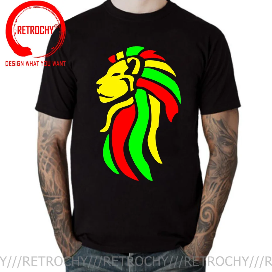 Fashion Lion Of Judah T shirt men Fantastic Bob Marley Reggae Music Rastafari Rasta T shirt Ethiopia Zion Lion King Tee Clothing