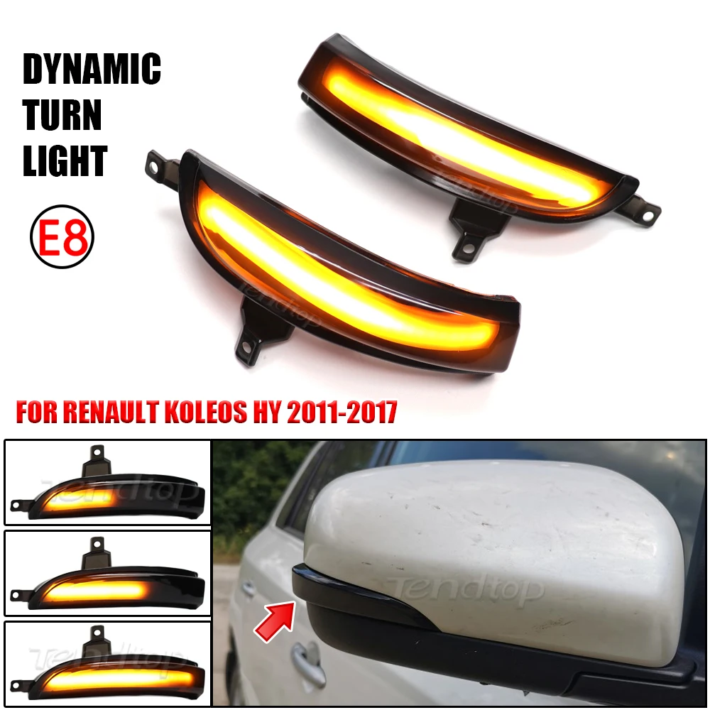 2pcs For Renault Koleos HY 2011 2012 2013 2014 2015-2017 facelift LED Dynamic Turn Signal Light Side Mirror Indicator Sequential