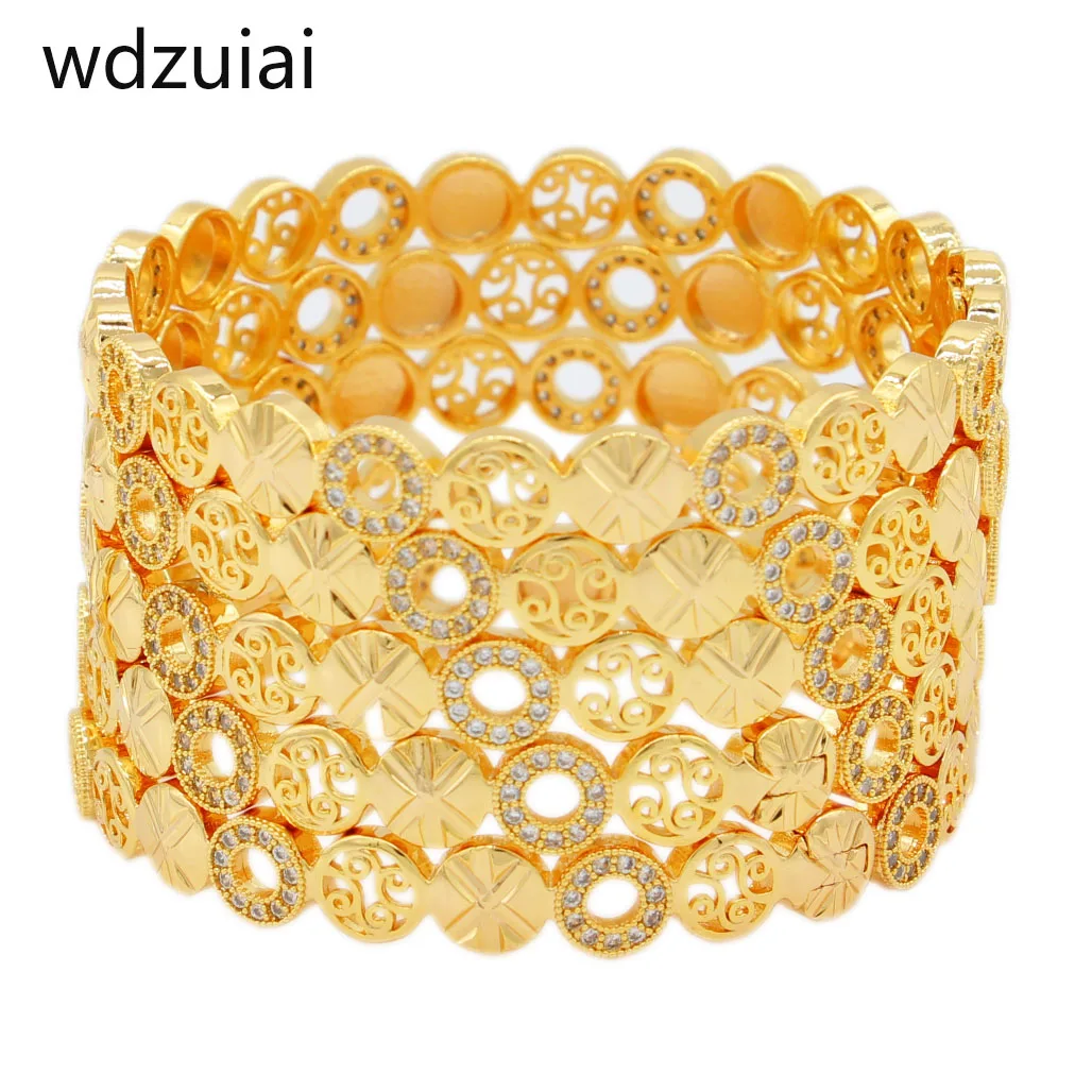 

WDZUIAI New Design Gold Color Bangle Dubai Women Bridal Wedding Charm Jewelry African/French/Ethiopian Bracelet Party Best Gifts