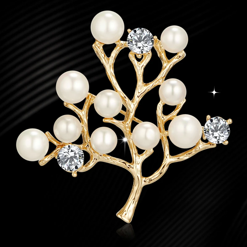 fashion High-quality alloy Round new pearl Rhinestone brooch women's elegant clothing Shawl Scarf Buckle pins  jewelry H1051