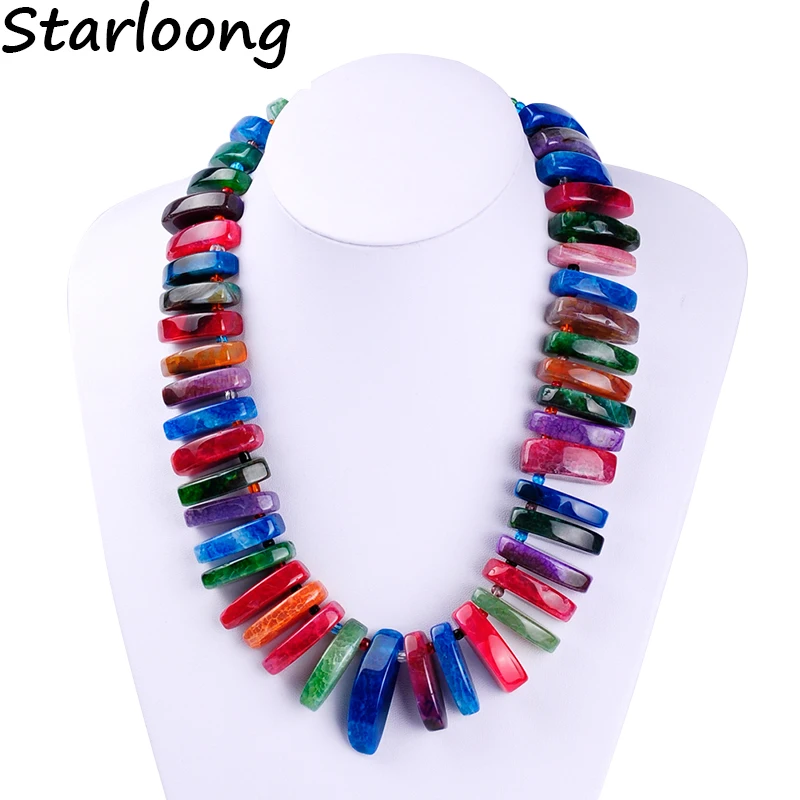 

New Fashion Irregular Shape Multi-color Natural Stone Beads Semi-precious Stone Women Necklace Cuello Joyas Bijoux