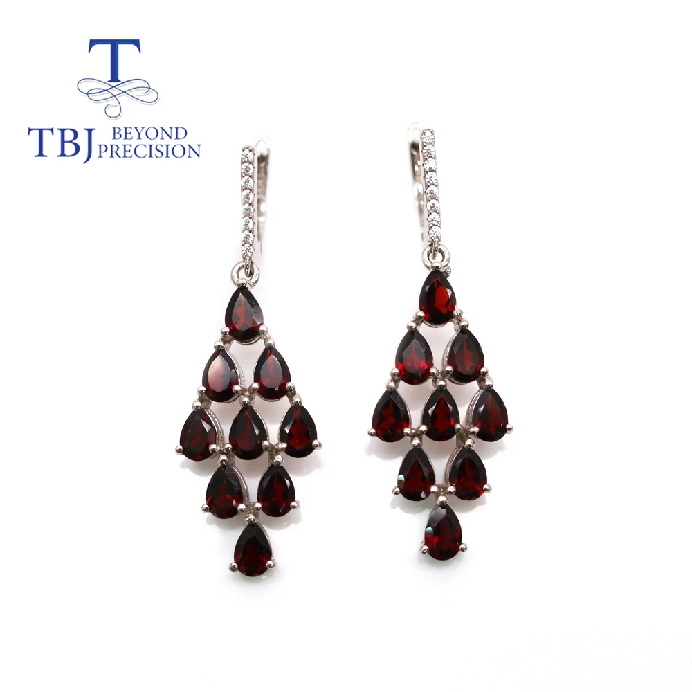 

New 925 sterling silver natural garnet pear 4*6mm earrings delicate fashion women everyday wear fine jewelry