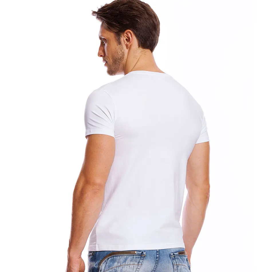 Deep V Neck T Shirt for Men Low Cut Wide Collar Top Tees Male Modal Cotton Slim Fit Short Sleeve Invisible Undershirt