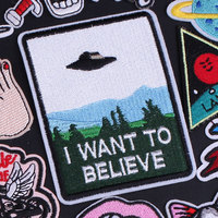 Oeteldonk I Want To Believe Iron on Patches on Clothes UFO Embroidered Patch Badge Stickers Sewing Letters Patch for Clothing