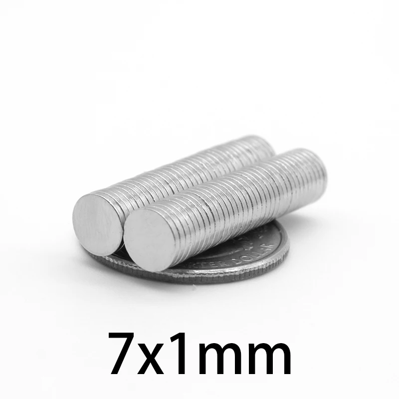 7x1mm Neodymium Magnet Disc N35 Permanent 7*1mm Small Round Super Powerful Strong Magnetic Magnets For Craft 7mmx1mm