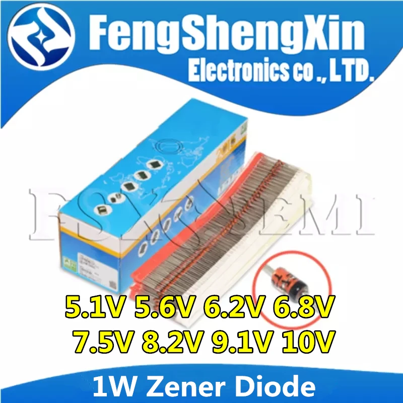 

100pcs 1W Zener Diode 5.1V 5.6V 6.2V 6.8V 7.5V 8.2V 9.1V 10V 1N4733A 1N4734A 1N4735A 1N4736A 1N4737A 1N4738A 1N4739A 1N4740A