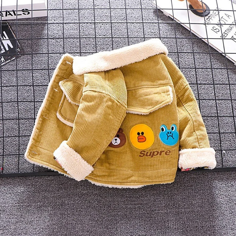 DIIMUU Infants Toddler Winter Overcoat Kids Jacket Clothes Baby Clothing 1-4T Boy Girl Wool Jackets Coat Children Thick Outwear