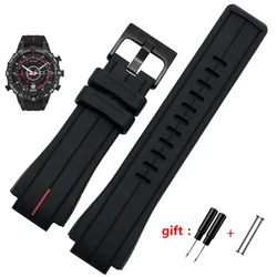 high quantity rubber watchband for timex WATCHT2N720 T2N721 TW2T76300 black Waterproof silicone sports strap 24*16mm