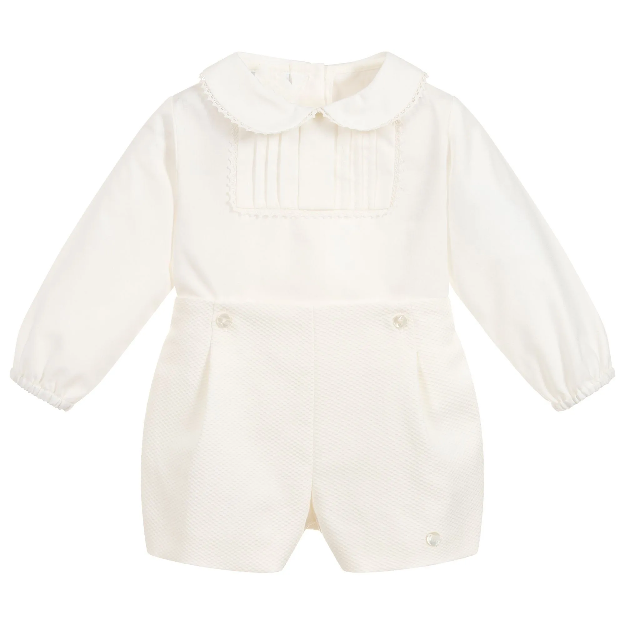 2pcs Toddler Boys Spanish Clothing Suit Baby Long Sleeve Ivory Cotton Shirts  Shorts Children Spain Birthday Outfit