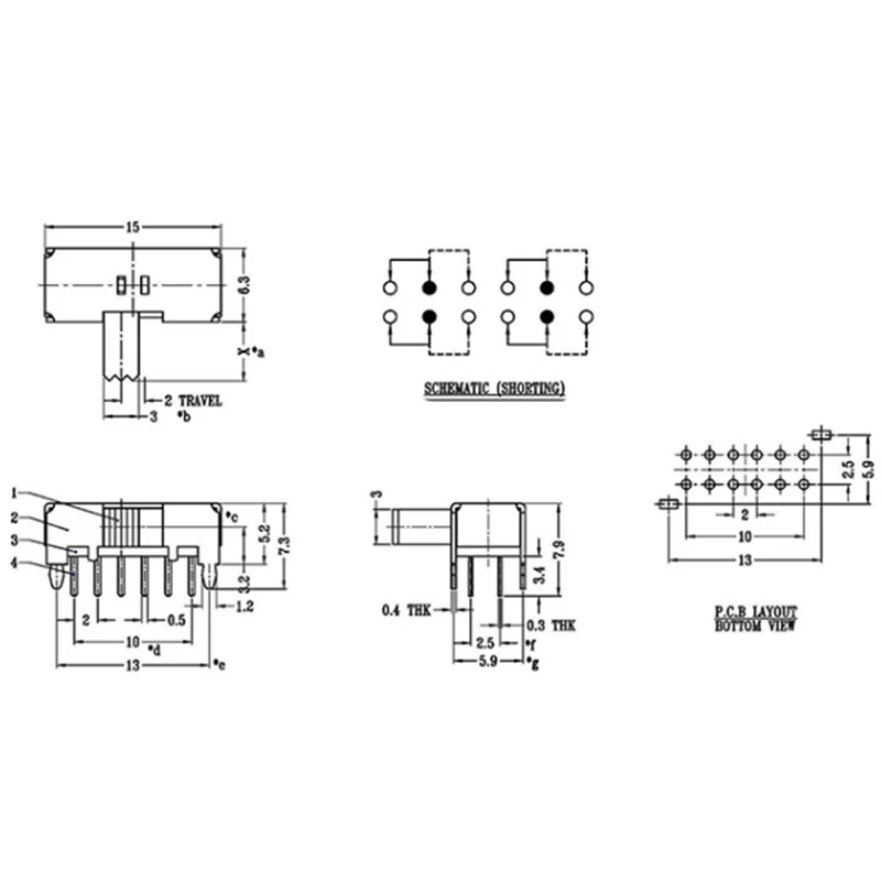 10Pcs SK-42D01ด้านข้างสลับสวิทช์สวิทช์มินิสไลด์12pin