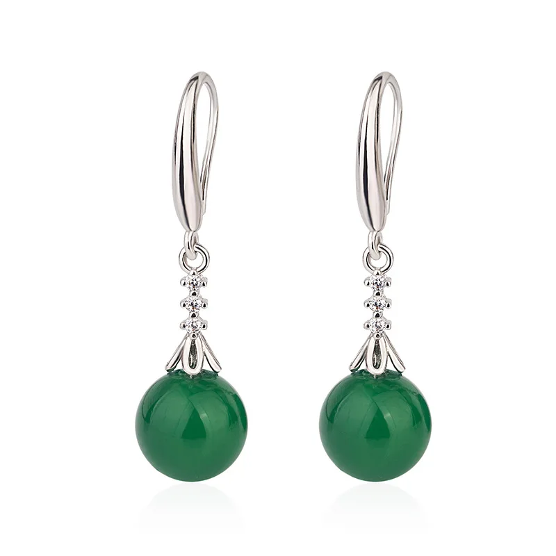 HuiSept Classic 925 Silver Drop Earrings Jewellery for Women Round Emerald Gemstones Earrings Ornaments Wedding Gifts Wholesales