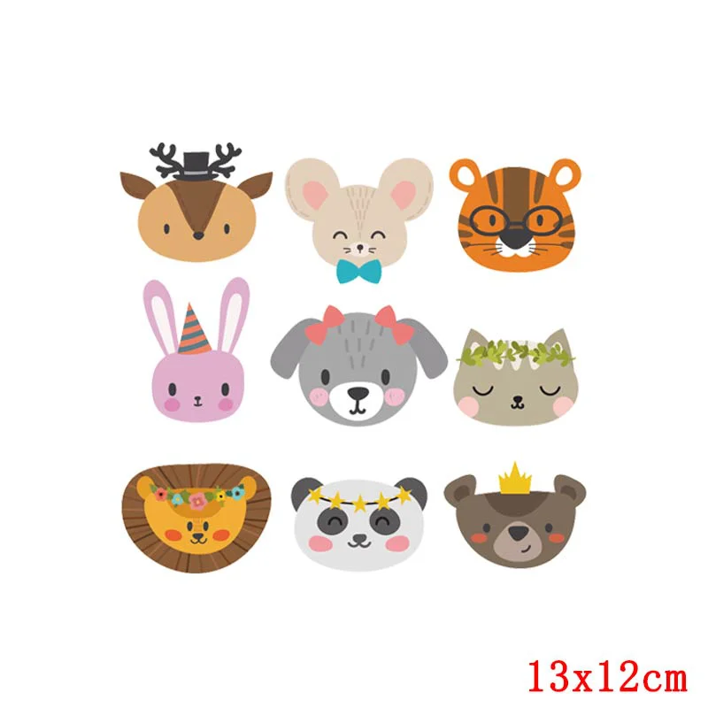 Thermal Stickers Iron On Transfer For Clothes Cat Fox Unicorn Patch Heat Transfer Vinyl Applique Baby T-shirt Cartoon Patch Set