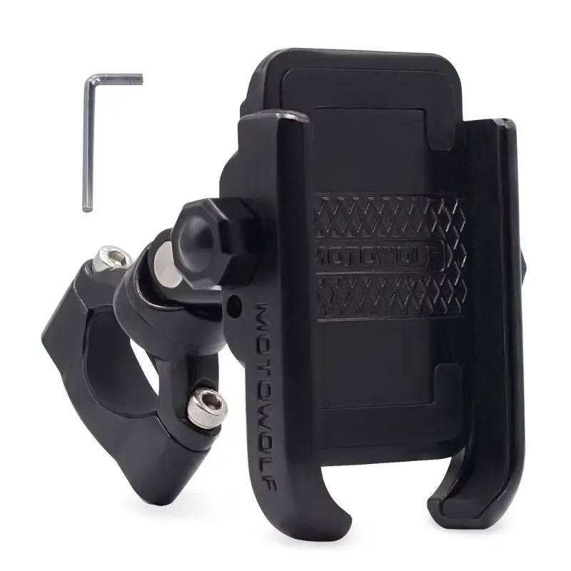 360 Degree Universal Bike Aluminum Alloy Motorcycle Motorbike Handlebar Phone Holder Stand Mount For 4-6.4 inch Mobile Phone