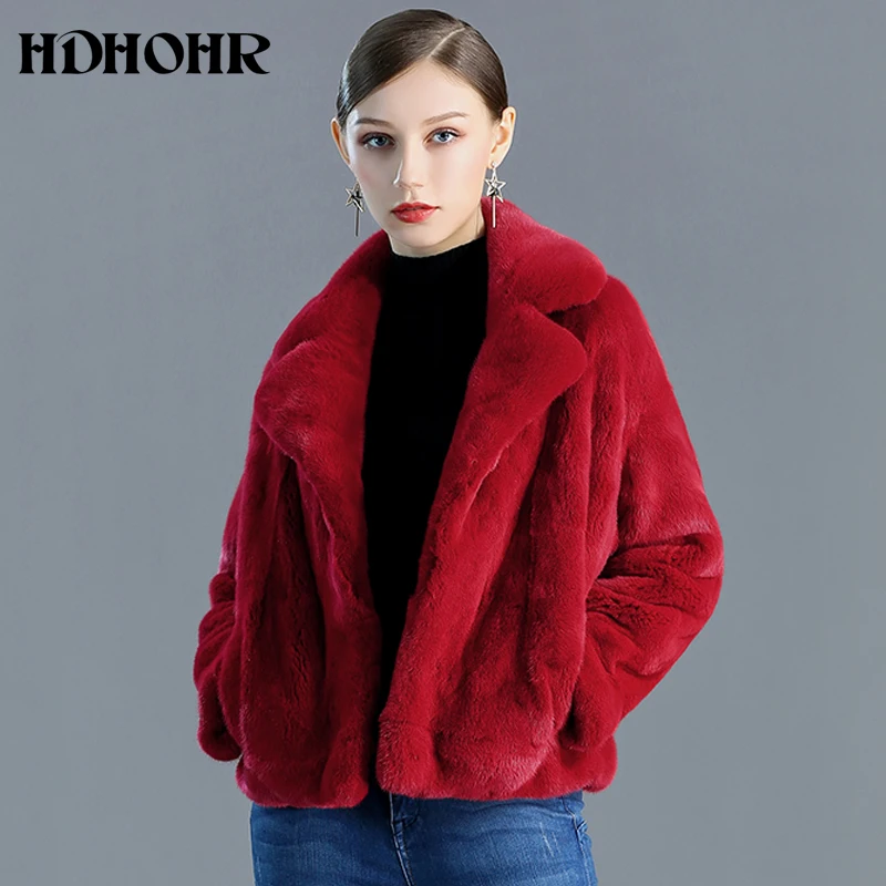 HDHOHR 2024 New Real Natural Mink Fur Coats Women Short Commuting-Leisure High Grade Mink Coat Winter Warm Real Mink fur Jackets