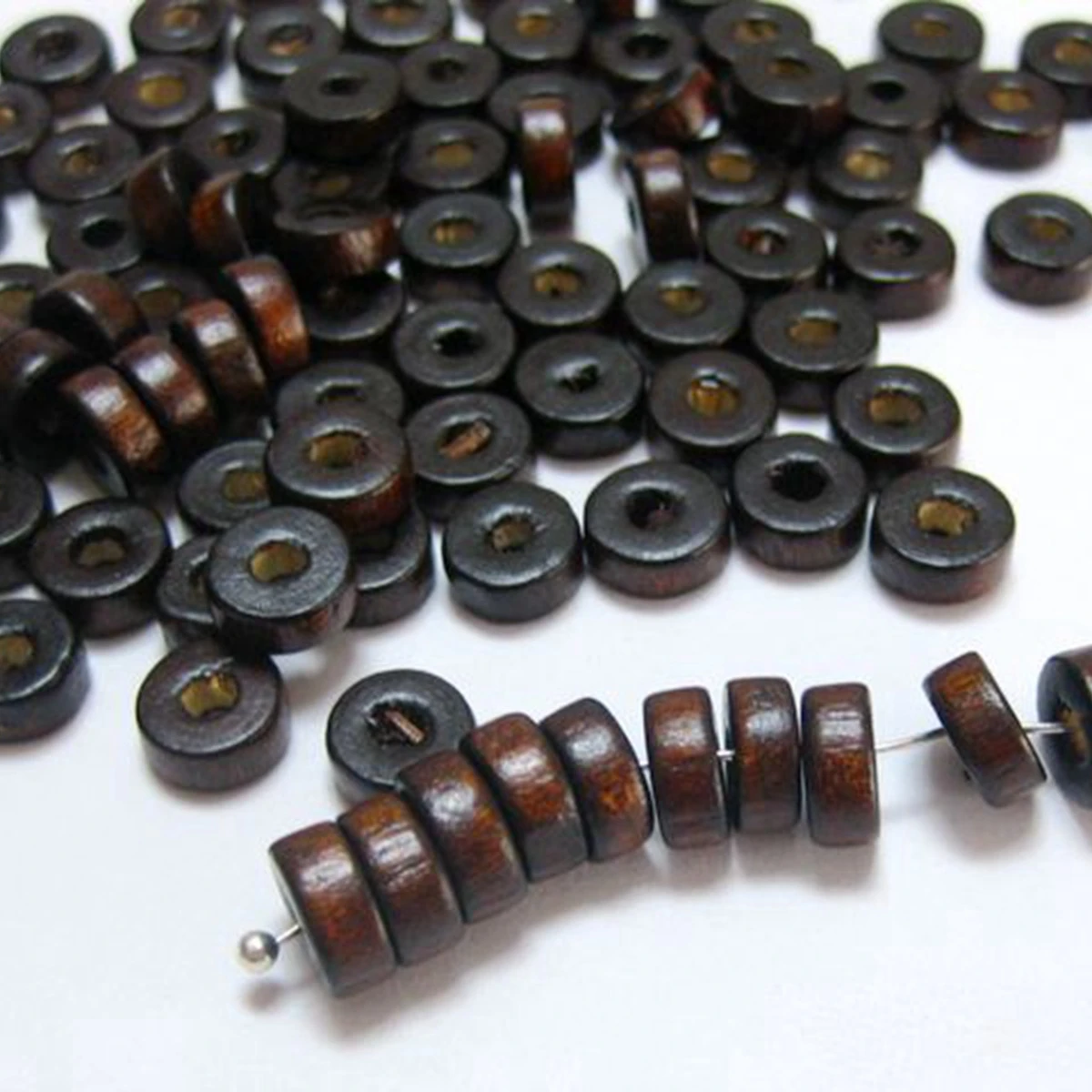 500 Brown Colour 8X3mm Column Wood Beads~Wooden