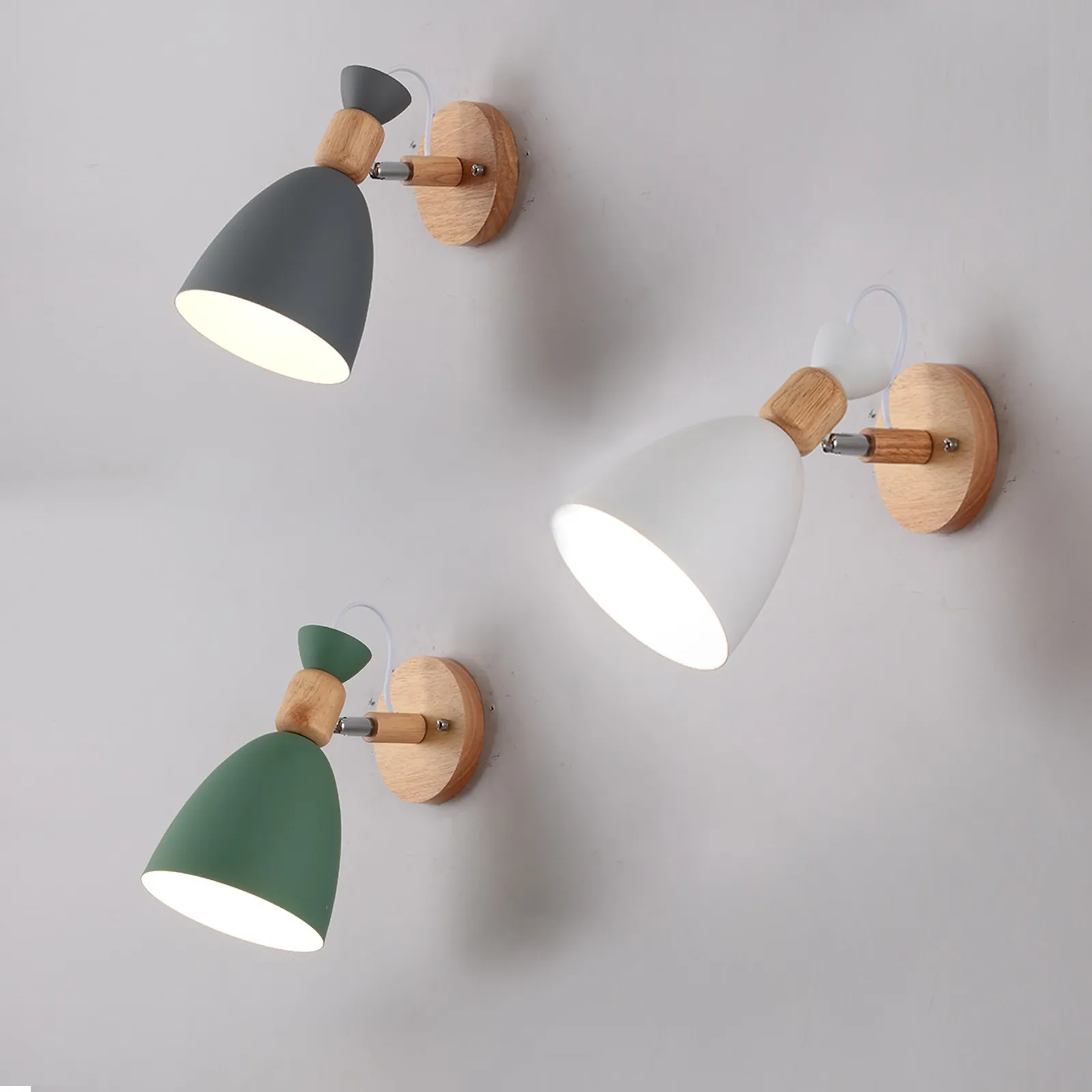 Nordic Wood Wall Lights Bedroom Beside LED Lights Modern E27 Wall Lamps for Living Room Restaurant Lighting Fixtures