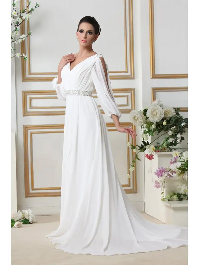 2021 Summer Beach Chiffon Wedding Dresses Vestido De Noiva Sequins Beading V-neck Long Bridal Gowns Plus Size