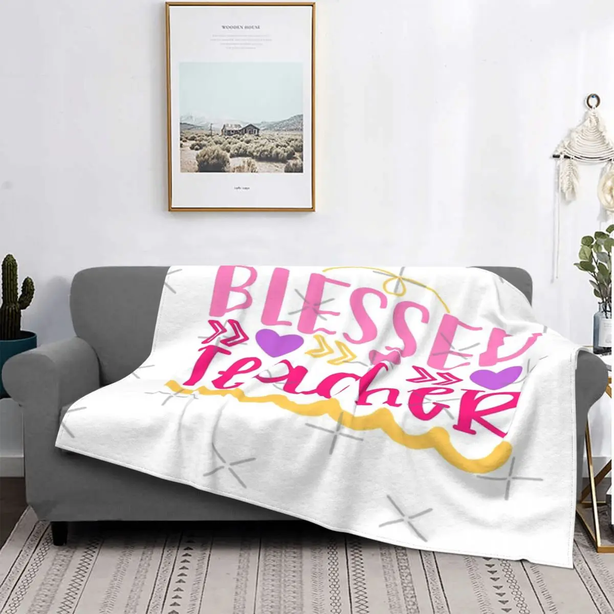 Blessed Teacher-Manta a cuadros para cama, manta mullida con capucha, colcha para cama