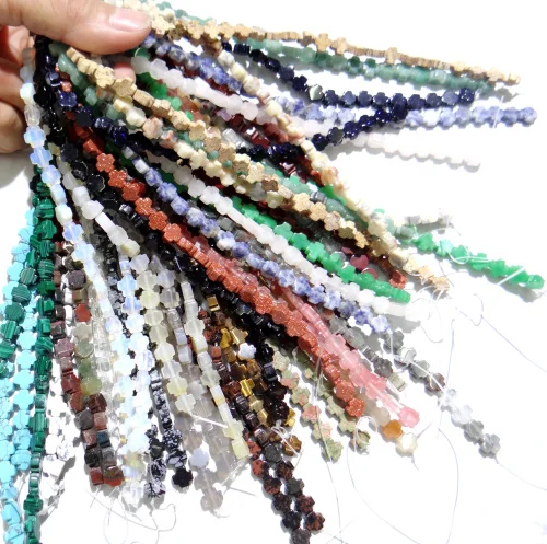 8*8mm Natural stone Turquoises Opal Quartz crystal tiger eye cross bead for Diy Jewelry Making Bracelet Necklace Accessories50pc