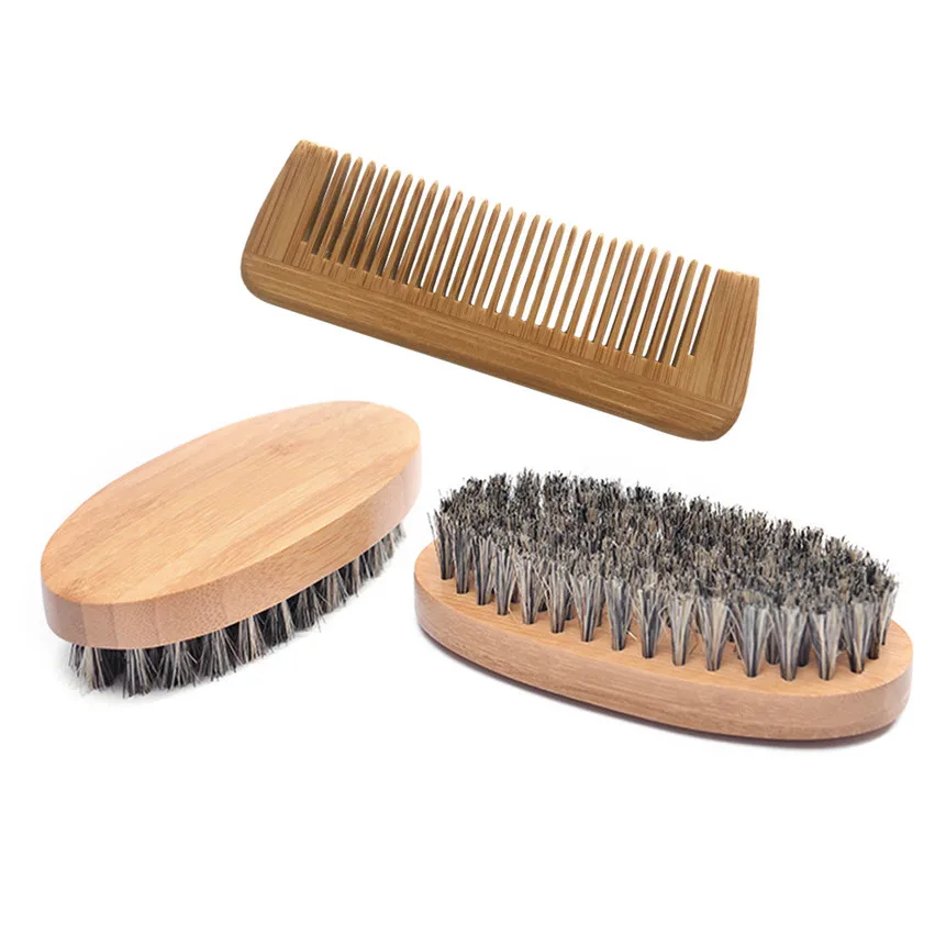 Beard Brush Boar Bristle for Men\'s Mustache Shaving Comb Face Massage Facial Hair Cleaning Brush Beech Comb Drop Shipping