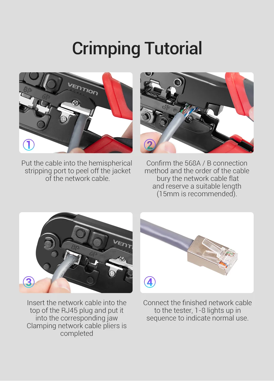Tions RJ45 Crimpen Werkzeug RJ45 Netzwerk Schneiden Werkzeuge 8P RJ45 Crimper Cutter Stripper Zange für Modulare RJ12 RJ11 Crimp crimper – Detail 10