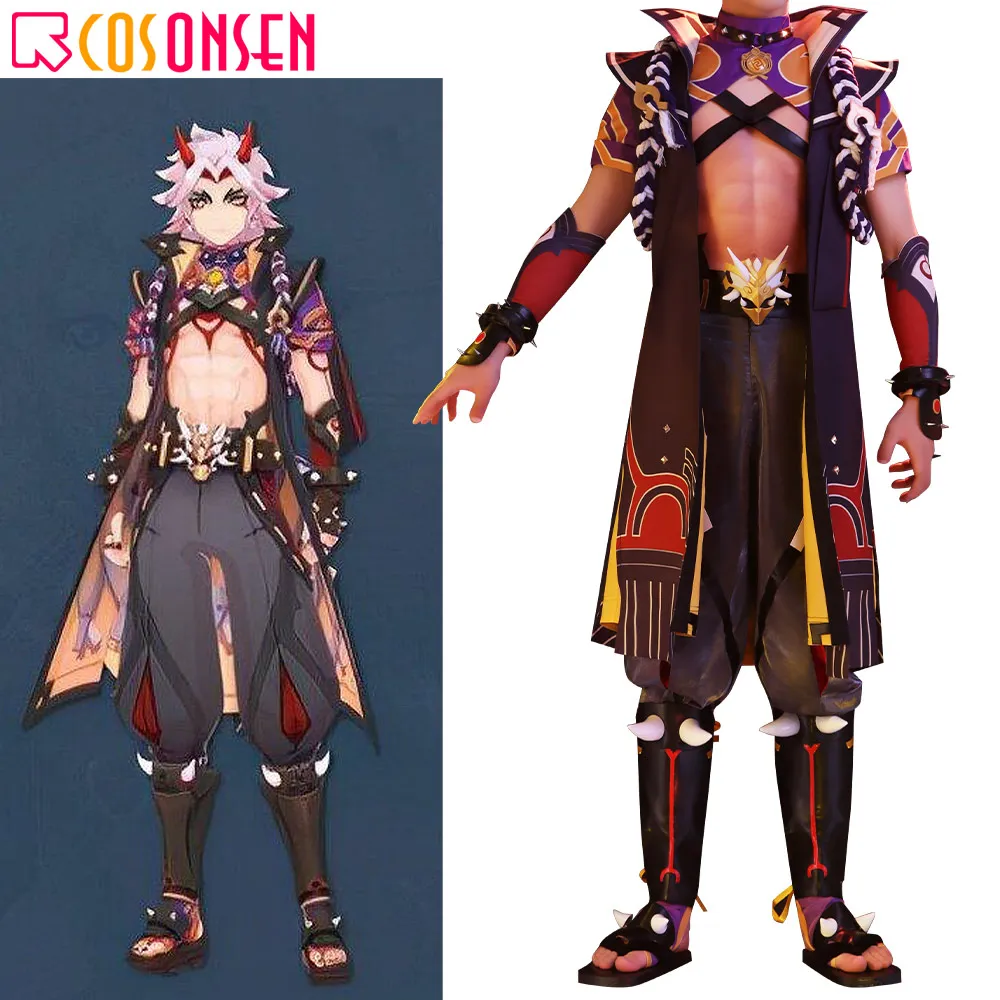 

Genshin Impact Arataki Itto Cosplay Costume COSPLAYONSEN Arataki Itto Costume Combat Uniform Full Set Custom Made