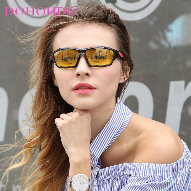 DOHOHDO New Yellow Women Polarized Sunglasses Night Vision Glasses Brand Designer  Spectacles Car Drivers Goggles For Lady UV400