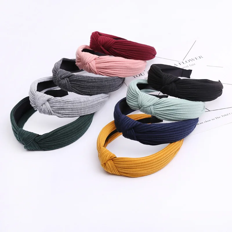 High Quality Non-slip Toothed Solid Color Hairbands Turban Hair Bezel Women Elastic Headband Intermediate Knot Hair Accessories