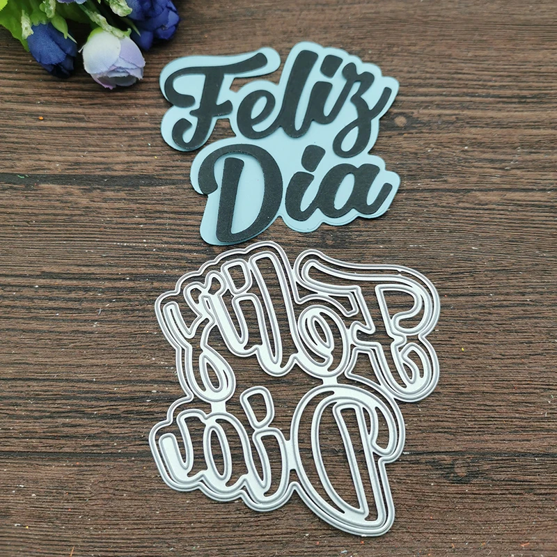 Hiszpański wszystkiego najlepszego z okazji urodzin metalu wykrojniki szablony dla DIY Scrapbooking dekoracyjne wytłaczanie rzemieślnicze szablon