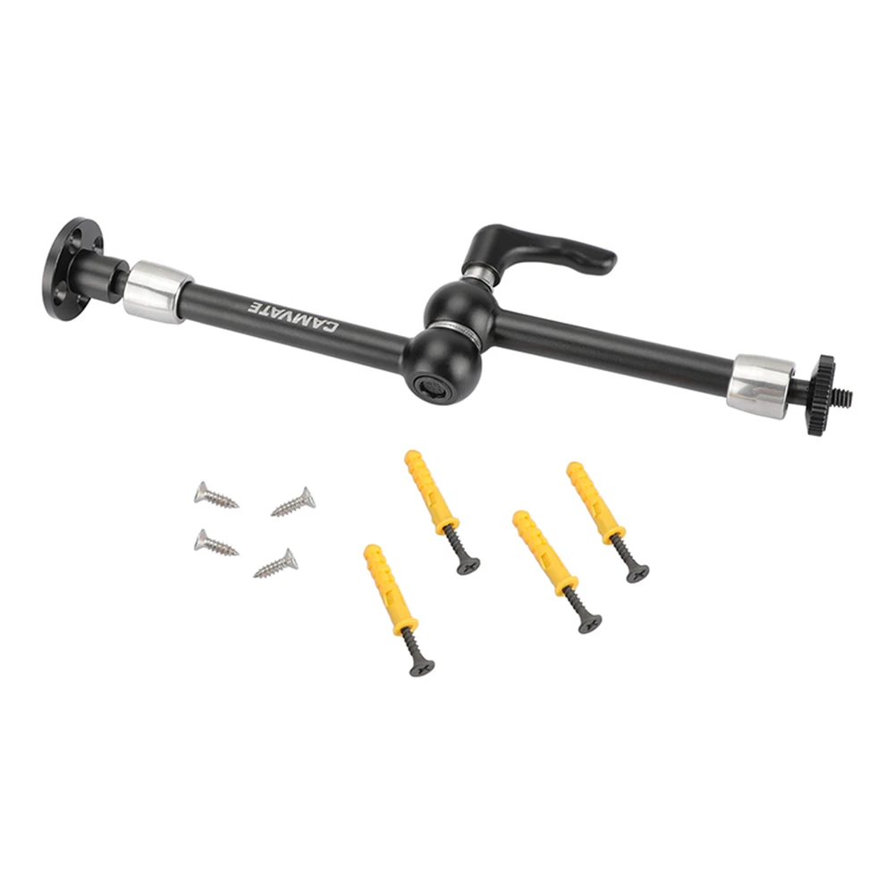 CAMVATE 11 "توضيح الذراع السحرية مع 1/4"-20 رؤساء الكرة قاعدة تثبيت جدار دائري للميكروفون ، مراقب ، فلاش ، الفيديو الضوئي