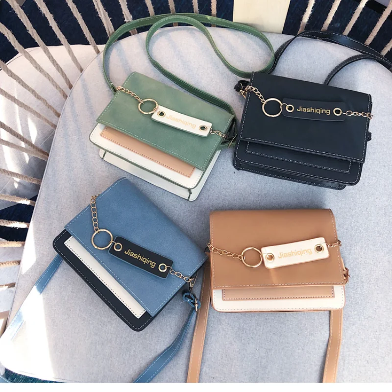 Contrast Color Crossbody Bags For Women Chain Messenger Shoulder Bag Suede PU Leather Ladies Purses and Handbags CrossBody Bag