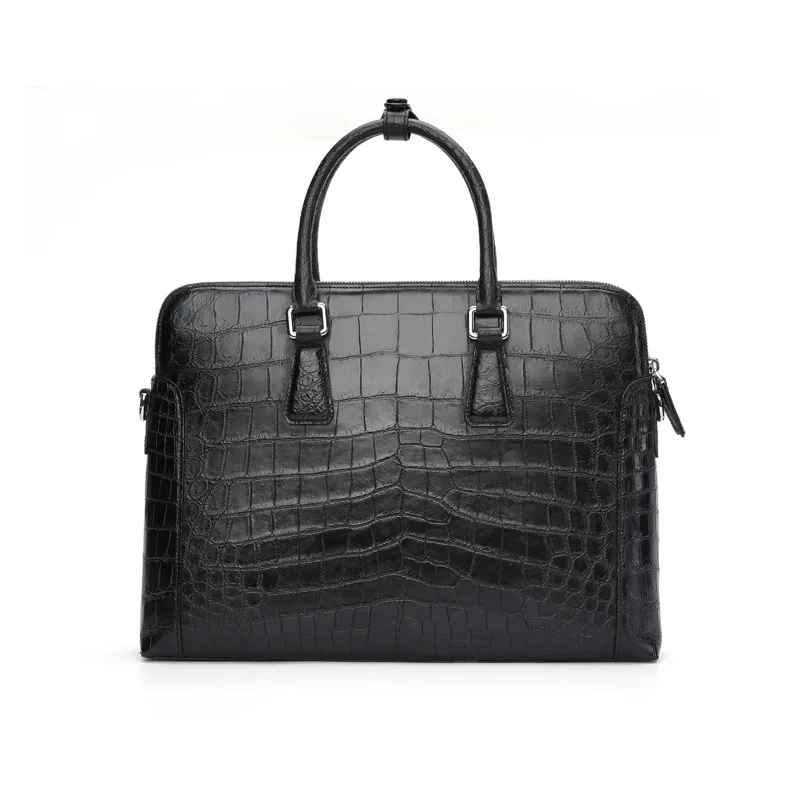 Maletín de cuero de cocodrilo de alta gama para hombre, bolso de negocios, bolso de hombro de cuero genuino, bolso de oficina de alta capacidad, 45,