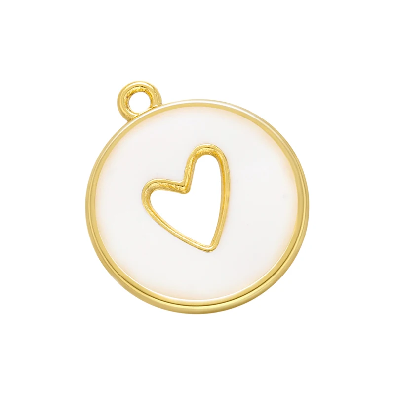 ZHUKOU NEW Heart Enamel Pendant for women DIY handmade Necklace earrings jewelry making accessories supplies wholesale VD934