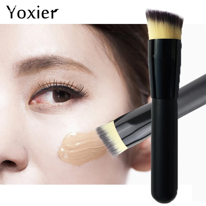 Makeup Brush Professional Black Single Soft Easy To Apply Makeup Beauty Tool Short Handle Oblique Foundation Brush Makeup Tool