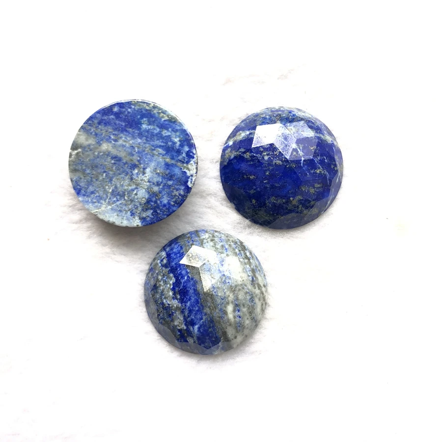 Wholesale 1pcs 100% Natural Lapis Lazuli 29mm Faceted Round Gem stone Bead Cabochon Ring Face