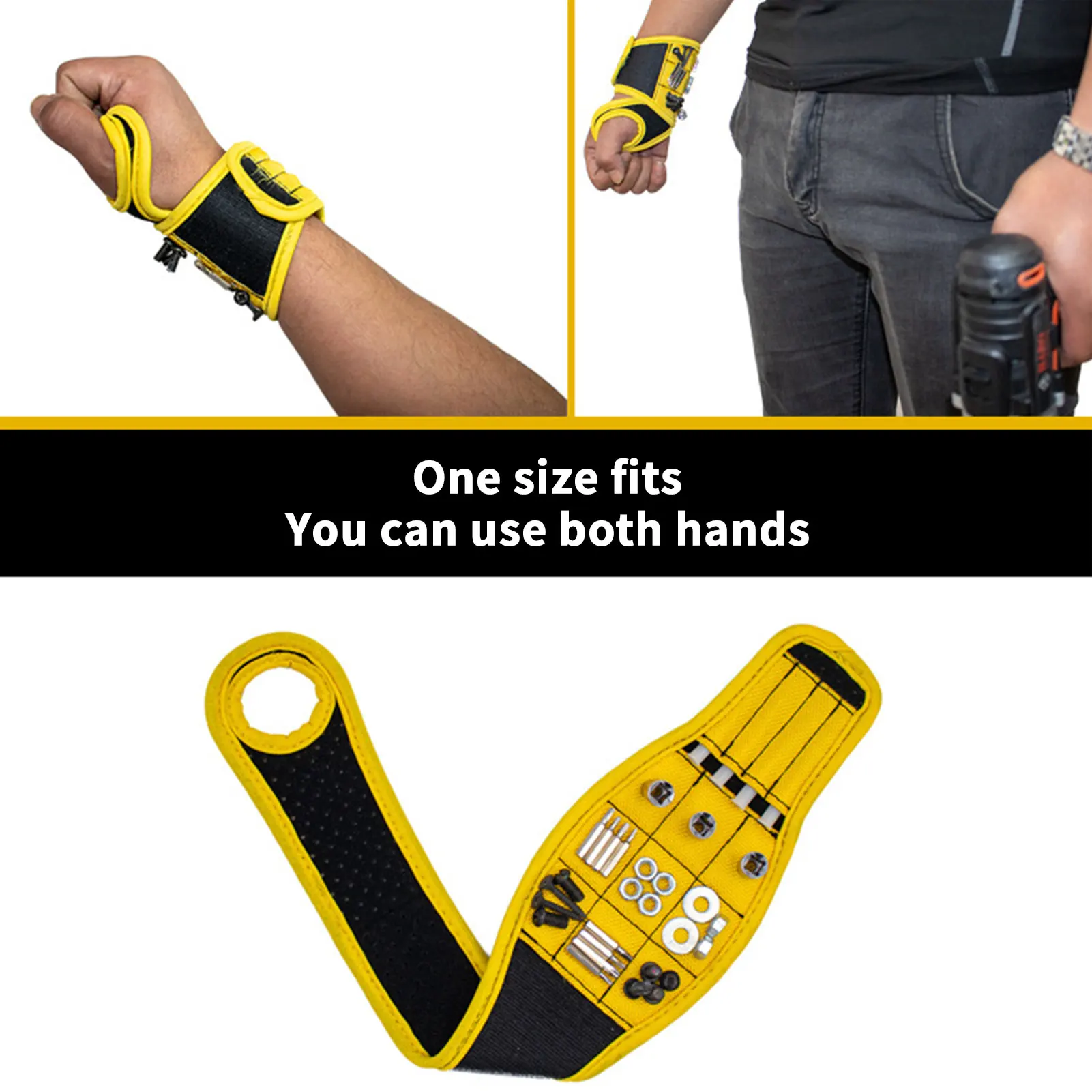 Magnetic Wristband Portable Tool Bag Electrician Wrist Tool Belt Screws Nails Drill Bits Holder Repair Tools(Not including tool)