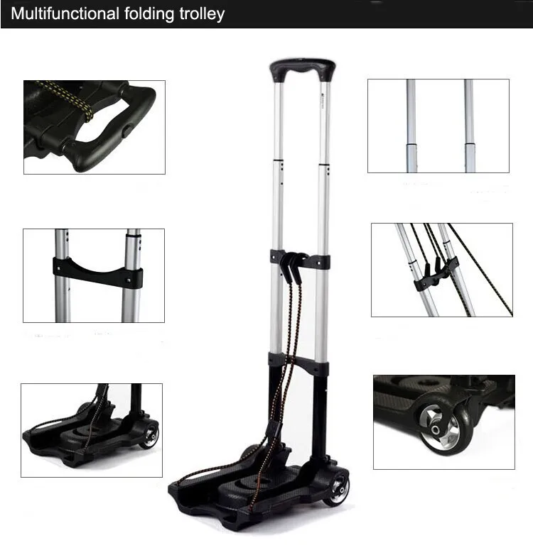 Mini Aluminum Shopping Cart multifunctional Lightweight Household Sturdy Trolly Folding Portable Luggage Car for RV and caravan