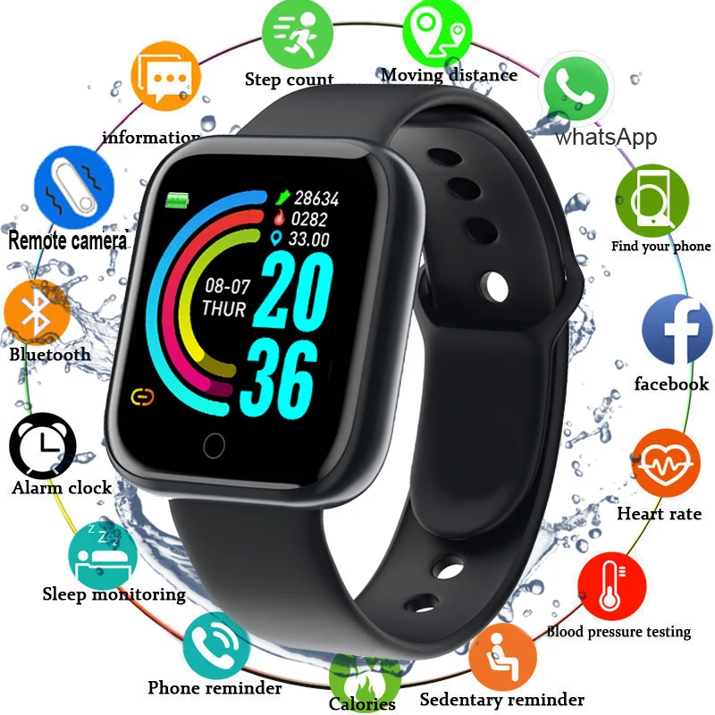 

2020 Smart Watch Y68 PK B57 B58 Men Women Blood Pressure Heart Rate Waterproof Tracker Sport Clock Watch Smart For Android IOS