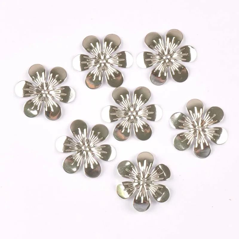 Retro Flower Connectors Filigree Wraps DIY Jewelry Bracelet Findings handicraft Decoration Metal Craft 25mm 20pcs ykl0762-4