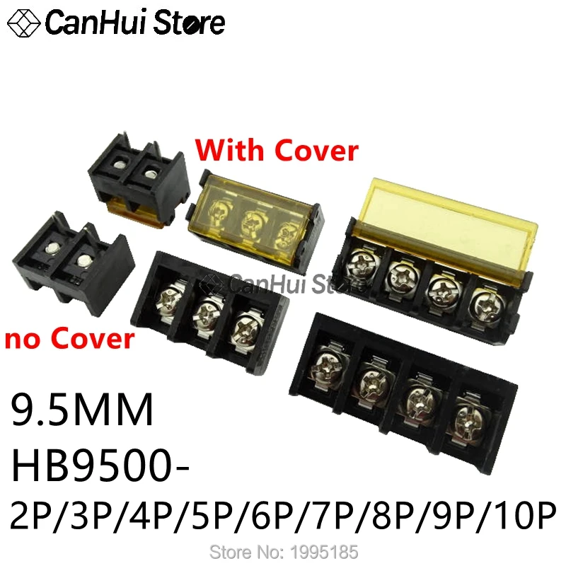 2/5pcs Pitch 9.5MM HB9500-2P 3P 4P 5P 6P 7P 8P 9P 10Pin PCB Screw Terminal Block Connector HB-9500 300V 30A Lid Barrier Terminal