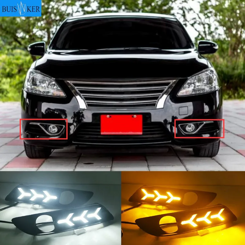 

2pcs LED DRL Daytime Running Lights Daylight yellow turn Signal lamp For Nissan sentra Sylphy 2012 2013 2014 2015