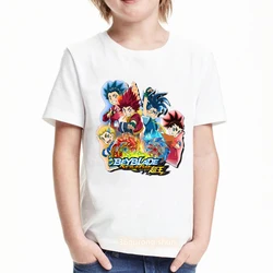 2021 hot sale boys t-shirt anime cartoon Beyblade Burst Evolution printed youth tshirt fun kids clothes summer white shirt tops