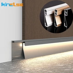 1m 60/80mm barra di profilo in alluminio luce 2-in-1 Combo battiscopa in metallo LED lampada a strisce rigide canale pavimento battiscopa lampada lineare