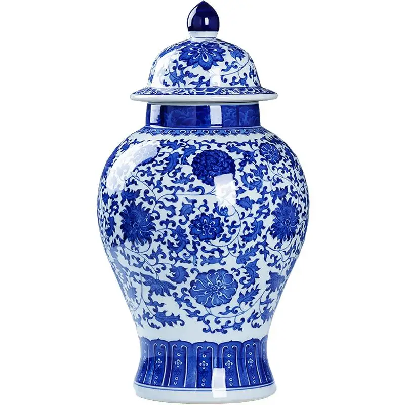 Chinese Ceramic Hand-Painted Antique Blue And White Porcelain Storage Ginger Jar