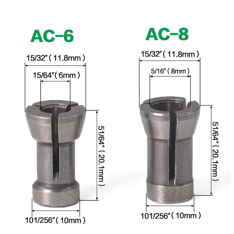 1/2 sztuk 6mm i 6.35mm i 8mm Router do obróbki drewna Bit grawerka do drewna frez do drewna frez Chuck Convert Set