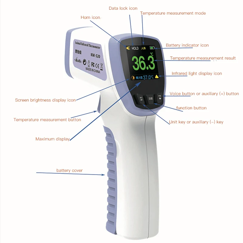 Imagem -02 - Precisão Equipamento Veterinário Termômetro Infravermelho Termômetros Eletrônicos Armas Gado Ovelha Cavalos Cães Gatos Pet Animal